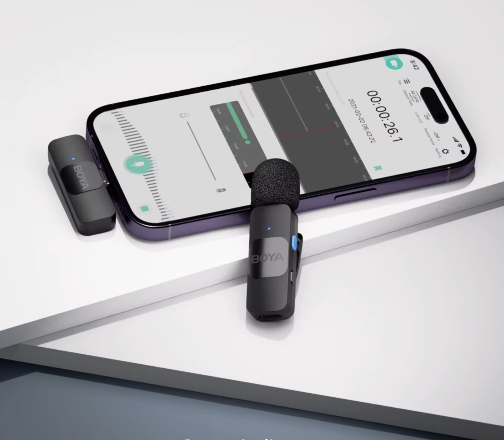 מיקרופון דש אלחוטי מקצועי BOYA BY-V – למכשירי iPhone, iPad, אנדרואיד | אידיאלי לשידורים חיים, הקלטות, ראיונות, ולוגים וגיימינג - Image 3