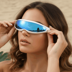 Futuristic Sunglasses in Sport-Chic Design – Blue Mirror Lens