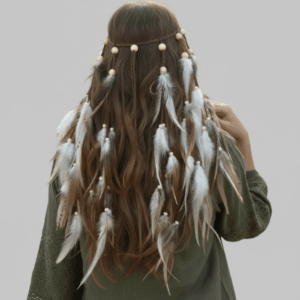 Boho Hair Decoration with Feathers and Beads – Natural and Unique Design for Free Style