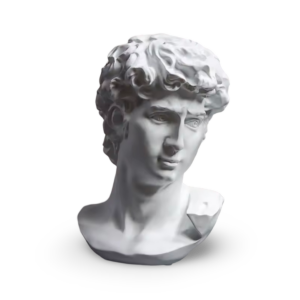 Classic David Head Bust Sculpture Inspired by Michelangelo – Decorative Art Statue, Elegant White Finish