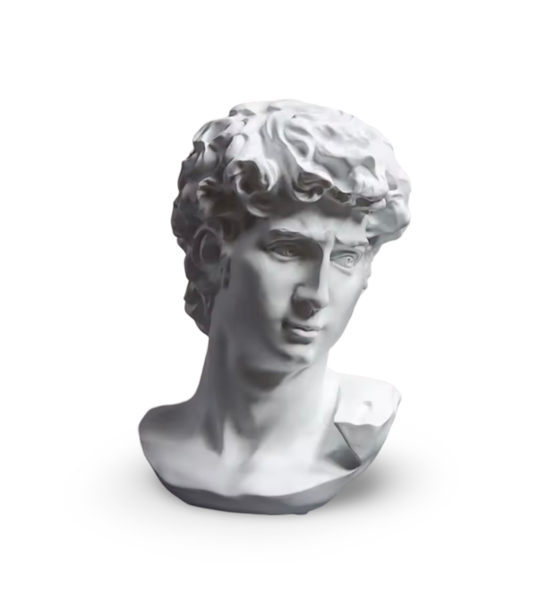Classic David Head Bust Sculpture Inspired by Michelangelo – Decorative Art Statue, Elegant White Finish