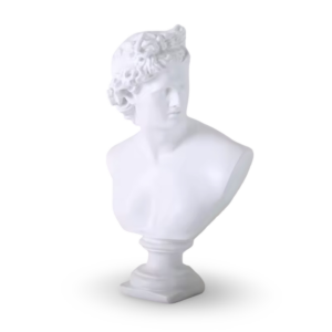 Classic David Bust Sculpture with Base Inspired by Michelangelo