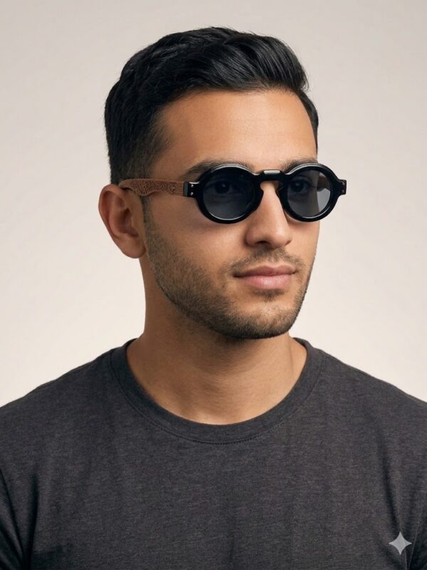 Ghayal Round Fashion Sunglasses – Black & Brown Frame